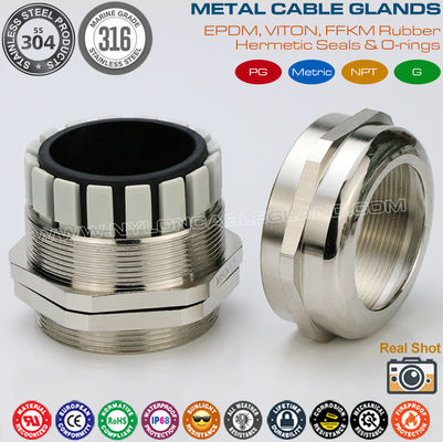 M50 Metric IP68 Cable Gland Stainless Steel Type 304, 316, 316L with EPDM Seal & O-ring for 22-32mm Cable