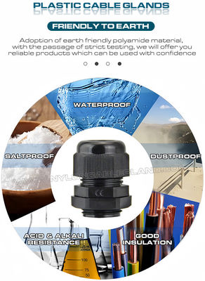 Blue Plastic M20 Cable Gland, IP68 Waterproof Adjustable 6-12mm Cord Gland Cable Fitting for Lighting Fixture