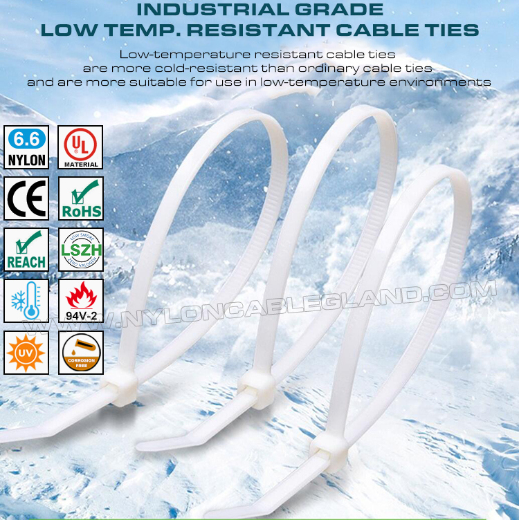 Low Temperature Resistant Cable Tie -40°C, 150x3.6mm Cold-Resistant Cable Tie Nylon 6.6 for Cold Environments