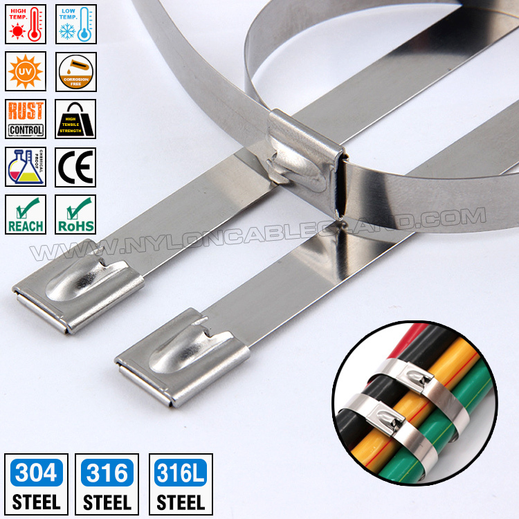 Premium Quality 316L/316/304 Stainless Steel Cable Ties 300~1000mm Length x 10mm Width (480 lbs) for Outdoor