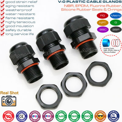 غده کابل نسوز نایلون مشکی پلی آمید IP68 (UL94 V-0) PG7~PG48 / M10~M75 با رزوه PG یا متریک