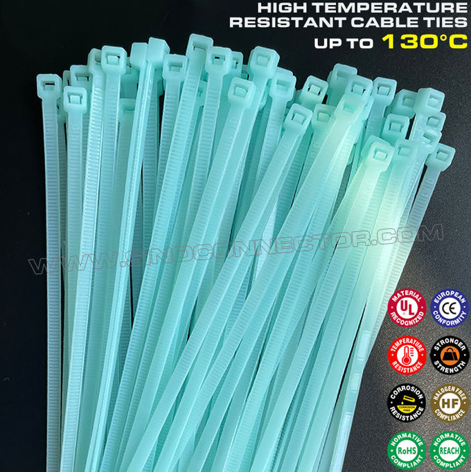 نایلون ربطة الكابل پلاستیکی تثبیت شده با حرارت 66 100 میلی متر x 2.5 (18 پوند)، بست کمربندی رباط كابلات پلی آمید 66 مقاوم در برابر درجه حرارت 130 درجه سانتی گراد برای محیط های سخت