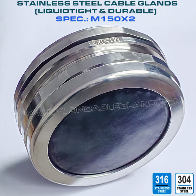 گلند کابل استیل ضد زنگ 304/316 M150x2، کانکتور آببندی گلند کابل ضد آب برای کابلهای 110-125 میلیمتر