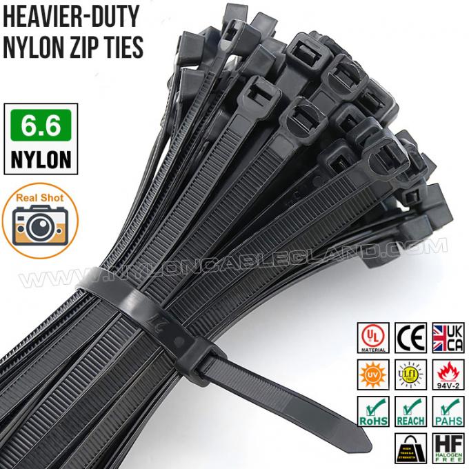 Plastic Tie Wrap 7.6x300mm Heavy-Duty Cable Tie, Ã8-80mm Adjustable Nylon (PA) 6.6 Zip Tie c/w 130lbs or 157lbs Strength for Construction